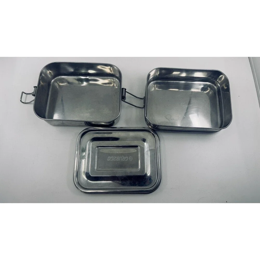 Grub2Go Premium Stainless Steel Bento Lunch Box, 2-Tier Stacking with Lid